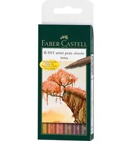  6-Pieces Pitt Artist Pen, Brush Tip, Terra